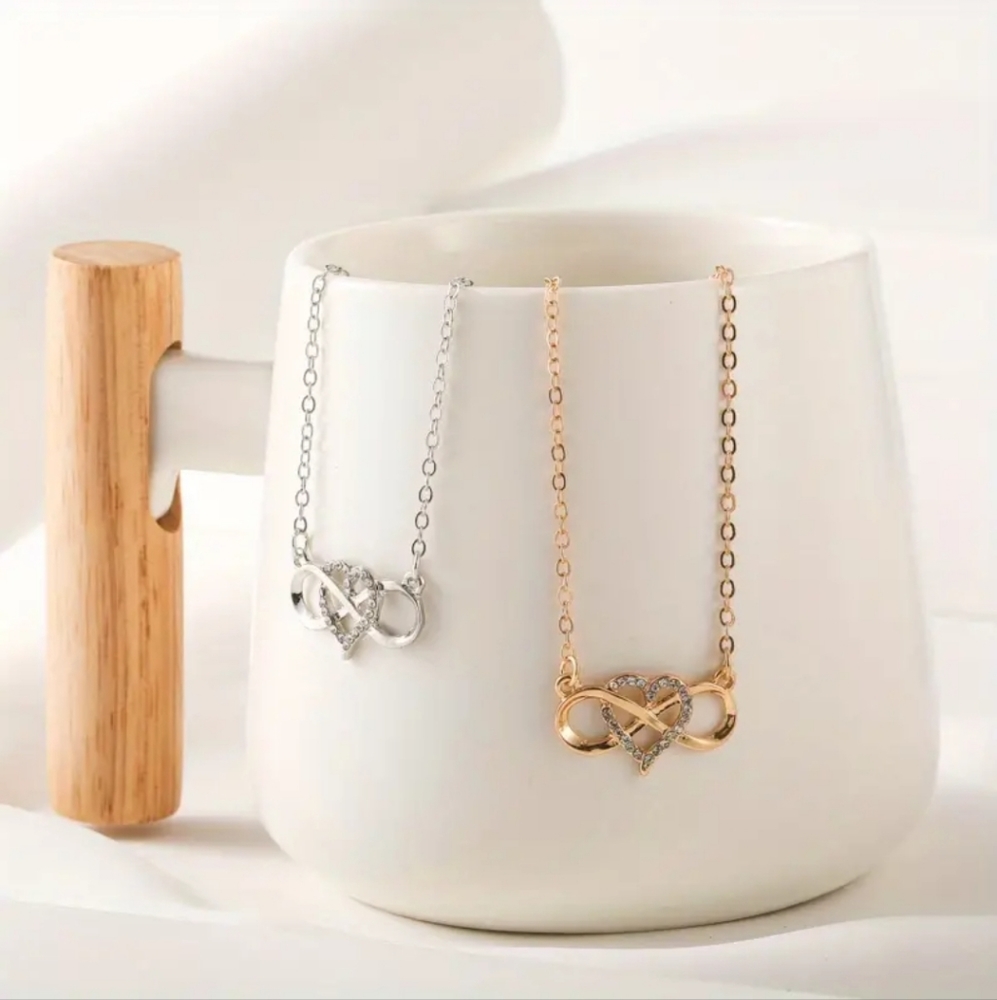 Infinity Heart Rhinestone Necklace